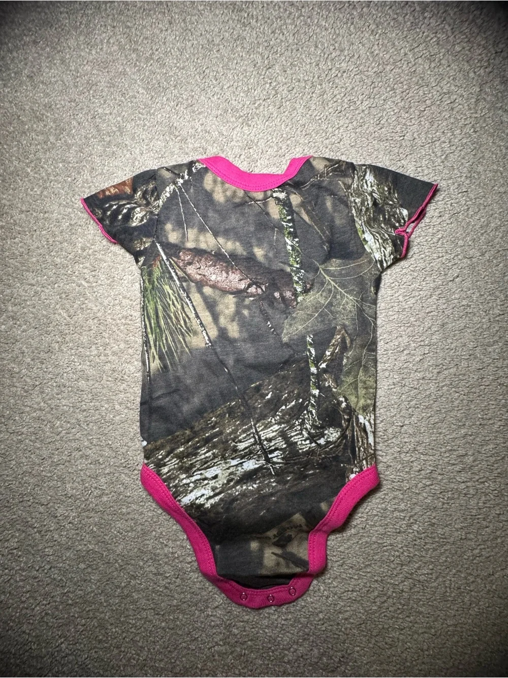 Mossy Oak Pink-Trim Camo One-Piece Bodysuit Baby Girl 